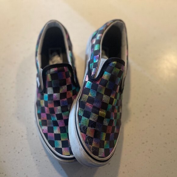 Vans Iridescent Checkered Slip-On - Size 9 - Picture 1 of 4